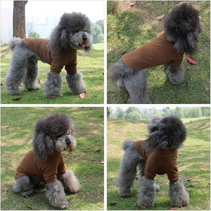 Lovelonglong Ribbed Dog T-Shirt Cotton Knitted Dog Sweaters for All Season Pet T-Shirts for Large Medium Small Dogs Coffee L