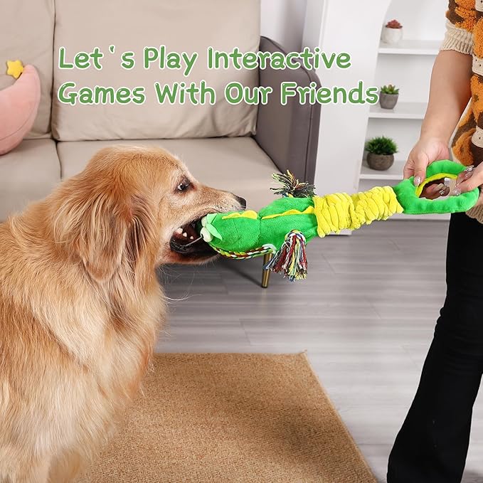 Squeaky Dog Toys for Large Dogs, Interactive Dog Toys to Keep Them Busy, Puppy Chew Toys for Teething, Dog Tug of War Toys, Puppy Teething Toys