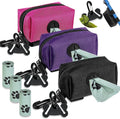 Dog Poop Bag Waste Bag Dispenser Dog Poop Bag Dispenser for Leash Accessory Dog Poop Bag Holders Fits Dog Leash with Hand Free Holder & Bag, No1680pjdz (Black&Purple&Pink, Black&Purple&Pink)