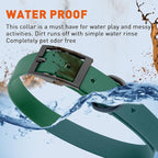 Dogline Biothane Waterproof Dog Collar Strong Coated Nylon Webbing with Black Hardware Odor- Proof for Easy Care Easy to Clean High Performance Fits Small Medium or Large Dogs, Hunter Green