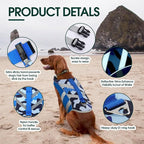 Kuoser Dog Life Jacket with Reflective Stripes - Adjustable High Visibility Vest, Ripstop Lifesaver, Pet Preserver with High Flotation Swimsuit for Small, Medium and Large Dogs