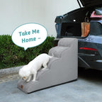 Dog Stairs for Small Dog 22.6" H, Curved Pet Step for Puppy, Older Cat, Medium Pet Ramp for High Bed, Ladder with High Density Foam, Durable, 5 Step, 15.7x33x22.6 inch, Grey