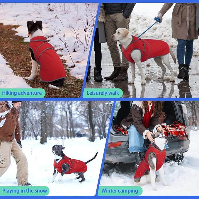 MIGOHI Warm Dog Coat Winter Dog Jacket,Waterproof Cold Weather Coats for Dogs,Fleece Jacket for Small Medium Large Dogs,Reflective Thick Fleece Vest with Leash Hole