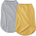 Koneseve Dog Shirt Vest Lightweight Stretchy Dog T-Shirts Soft Cool Shirts Sleeveless Stripe Vests Breathable Clothes for Puppy Kitty Cat Small Medium Large Dogs 2 Pack Yellow + Light Grey [M/Medium]