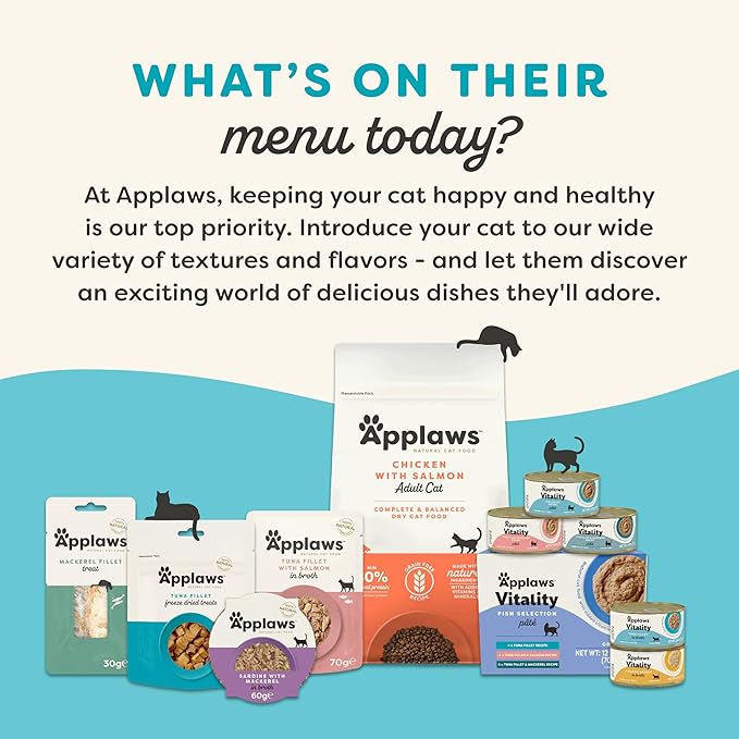 Applaws Vitality Wet Cat Food Paté, Natural Cat Food with Added Vitamins & Minerals, Grain-Free, Carrageenan Free, Tuna Fillet Recipe (24 Count, 5.5oz Cans)
