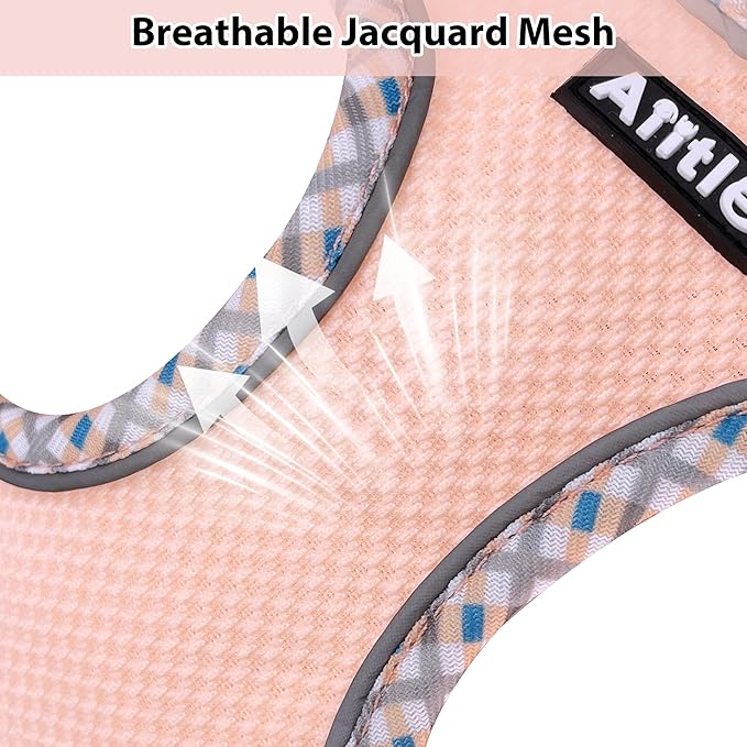 AIITLE Teacup Puppy Harness with Leash - Adjustable Soft Vest with Magic Tape & Reflective Safety Strips, Easy-Put-On for Poodles, Pomeranians - Gym, Hiking, Travel (Pink, S)