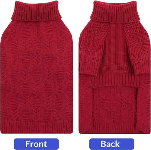 ASENKU Dog Sweater for Small Dog Girls Boys, Fall Winter Turtleneck Long Sleeve Pet Christmas Sweater, Pullover Sweatshirt for Westie, Red, M