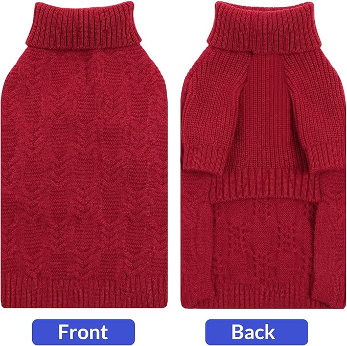 ASENKU XL Dog Sweater, Dogs Sweaters for Extra Large Dogs Girls Boys, Fall Winter Turtleneck Pullover Pet Christmas Sweatshirt,Red XL