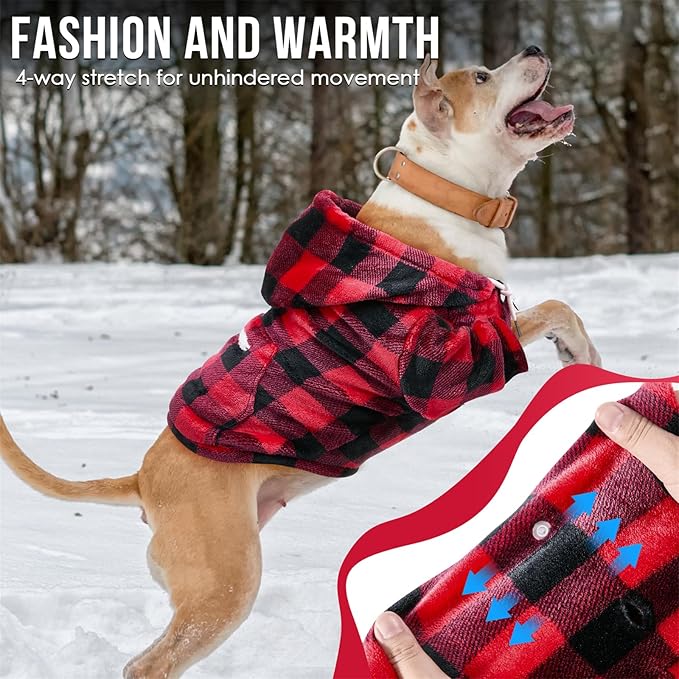 SlowTon Dog Hoodie Tie Dye - Warm Dog Sweater Hoodies with Pocket, Fall Winter Dogs Coat Jacket Pet Outfit Puppy Hooded Sweatshirt Clothes for Small Medium Large Dogs Boy Girl (Red, M)