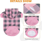 KOOLTAIL Plaid Dog Hoodie Pet Clothes Sweater with Hat and Pocket for Small Medium Large Size Dogs, Soft Winter Warm Dog Cold Weather Coat, Fleece Fall Dog Hooded Sweatshirt for Puppy Cats, Pink S