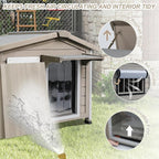 Outdoor Dog House with Chew-Proof Iron Frame, Wooden Dog Kennel Weatherproof，Removable Floor, Adjustable Vent Window, Easy Assembly for Medium and Small Dog, 30" L x 21" W x 24" H