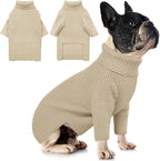 Queenmore Dog Sweaters for Small Dogs Male, Turtleneck Fall Pet Sweaters, Waffle KnitSweater for Doggie, Cat Sweater Puppy Coat, Apricot XS