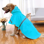 NACOCO Large Dog Raincoat Adjustable Pet Water Proof Clothes Lightweight Rain Jacket Poncho Hoodies with Strip Reflective (L, Lake Blue)