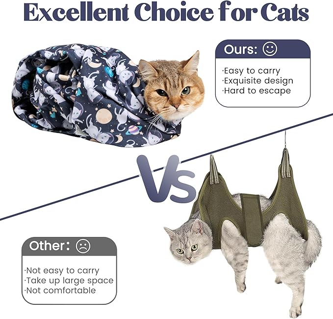 27.6'' Cat Wrap for Cutting Nails, Cat Restraint for Nail Clipping, Cat Swaddle Wrap, Cat Burrito Wrap Can Be Applied to Cat Nail Trimming, X-Large, Within 15lbs