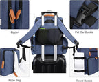 Modoker Dog Travel Bag - Airline Approved Backpack for Pet Accessories Organizer, Tote Weekend Bag with 2 Dog Food Containers, 2 Collapsible Bowls, 1 Pet Mat, Blue