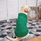 Mihachi Turtleneck Dog Sweater - Winter Coat Apparel Classic Cable Knit Clothes with Leash Hole for Cold Weather, Ideal Gift for Pet in New Year Green Medium/Large