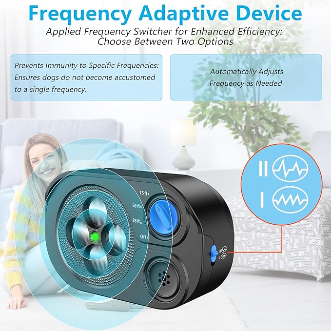 BONSO Ultrasonic Anti Barking Device for Dogs, Bark Control Device Box with 3 Modes, Variable Ultrasound Frequencies, Automatic Dog Whistle, Effective Range up to 75ft, Neighbor Dog Silencer (Black)