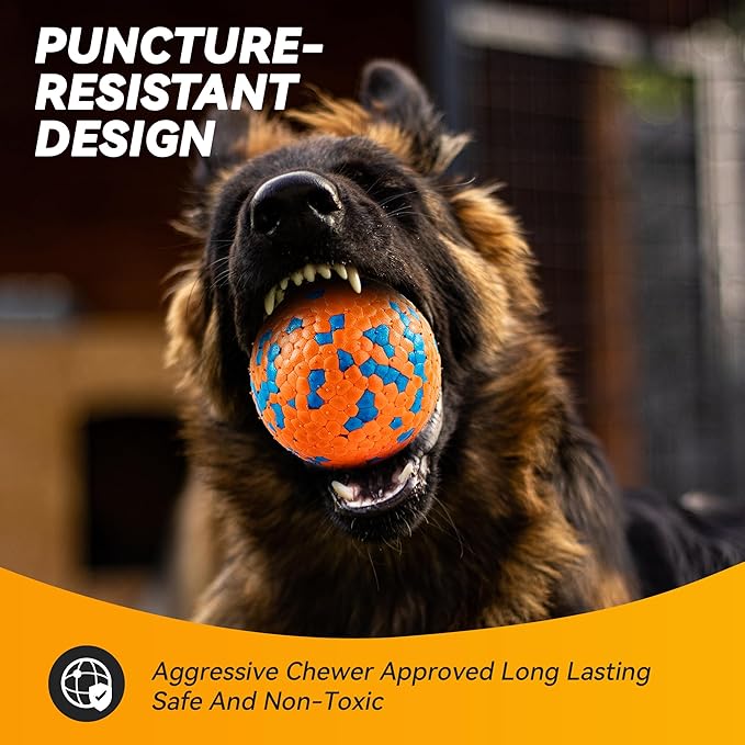 4Pcs Dog Balls, Tennis Balls for Dog Aggressive Chewers, for Large Medium Small Puppy, Training Catch&Fetch, Water Floats Toys, Orange
