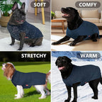 KYEESE Dog Sweater with Leash Hole Comfy Pullover Sweater Medium Size Male with Reflective Yarn Warm Pet Coats Stretchy Cozy Lightweight Thick Knitwear Dog Clothes, Navyblue, X-Large