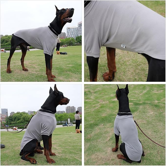 Lovelonglong Ribbed Dog T-Shirt Cotton Knitted Dog Sweaters for All Season Pet T-Shirts for Large Medium Small Dogs Dark Gray M