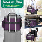 IGOLUMON Dog Travel Bag Large Pet Travel Bags Set for Supplies Weekend Travel Kit Tote Organizer Multi-Pockets Dog Food Travel Bag with 2 Large Food Containers, 2 Dog Bowls, 1 Feeding Mat, Purple