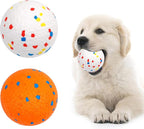 2pack 3''Durable Dog Balls for Aggressive Chewers, Indestructible Bouncy Floating Balls for Training, Catch and Fetch, Durable Solid Tennis Ball Toys for Large, Medium Dogs - White, Orange