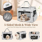 Extra Large Cat Carrier for 2 Cats Collapsible Soft Pet XL Crate for Large/Medium Cats 20lbs Car Travel Portable Bag with Water Bottle Slot For Long Trips (Blue, 24.0"L x 16.5"W x 16.5"H)