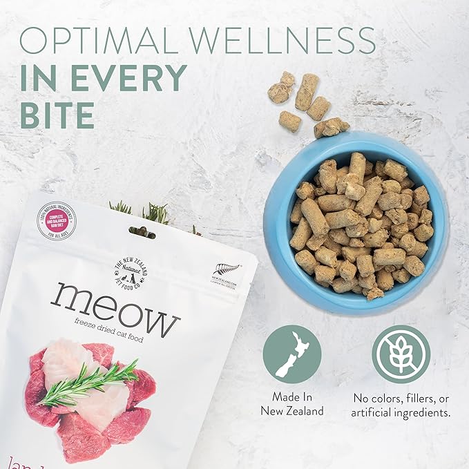The New Zealand Natural Pet Food Co Meow Freeze Dried Cat Food - Wild Brushtail Recipe, High Protein Treats, Meals & Toppers,Dry Cat Food,9.9 oz