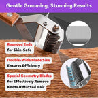 2 in 1 Undercoat Rake for Dogs and Cats, Professional Grooming Brush Dematting & Shedding Comb to Remove Loose Hair, Matted Fur Efficiently, Perfect for Poodle, Doodle & All Long Haired Pets