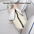 Fleece Lining Dog Hoodie with Harness Built in,Extra Warm Large Dog Jacket in Winter Doggie Coats with Hooded,Light Yellow XXXL