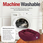 Majestic Pet 52 Inch Bagel Calming Dog Bed Washable – Cozy Soft Round Dog Bed with Spine Support for Dogs to Rest their Head - fluffy donut dog bed 52x35x11 (Inch) - Round Pet Bed X-Large – Burgundy