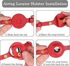 OOPSDOGGY Leather AirTag Cat Collar with Bell - Non Breakaway Kitten Collar with Apple Air Tag Holder - Lightweight GPS Pet Collars for Girl Boy Cats, Small Dogs, Puppies (Red)