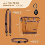 BEAU&FUR Large Dog Treat Pouch with Clicker for Training – 4 Cup Capacity, Built-In Poop Bag Dispenser, Expandable Pocket, Metal Buckle, Large Back Pocket, Ideal for Walks and Training – Light Brown