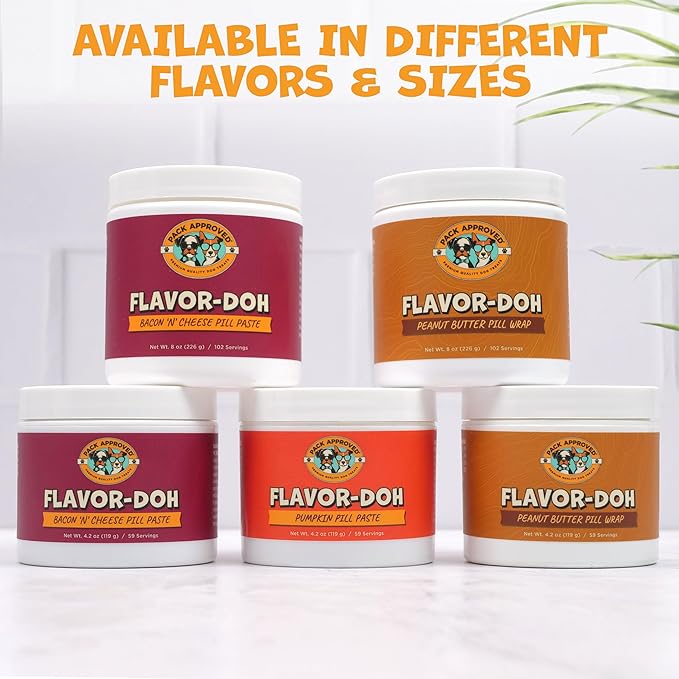 Flavor-Doh - Flavored Pill Wrap for Dogs to Hide Capsules and Create Pill Treats for Dogs - Easy-to-Use Treat Paste for Pet Medication - Peanut Butter (4.2oz)