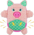 Crinkle Dog Toys Squeaky Plush No Stuffing Cute Puppy Stuffless Tough Rop Pull Toy, Fun Dog Stuffed Animals Durable Chew Set for Small Medium Large Pup (Large, Pink Pig)