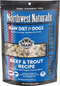 Northwest Naturals Freeze-Dried Beef & Trout Dog Food - Bite-Sized Nuggets - Grain-Free, High-Protein, Raw Diet, Human-Grade Ingredients, All Natural, Omega-3 for Skin & Coat, Made in USA, 25 Oz