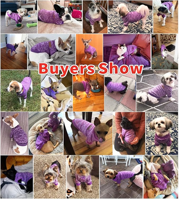 Idepet Pet Dog Classic Knitwear Sweater,Soft Fleece Coat for Small,Medium,Large Dog,Warm Pet Dog Cat Clothes,Soft Puppy Customes 2 Color (S, Purple)