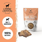 Canine Cravers Single Ingredient Dog Treats – Premium Lamb Fillets - Human Grade Air Dried Hypoallergenic Pet Food – Grain, Gluten, and Soy Free – 100% All Natural – 5.3 oz (Pack of 2)