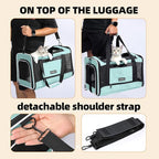 Cat Carrier Soft-Sided 18x11x11 Inch Travel Bag for Medium Cats Over 15lbs, Small Dog Carrier Crate Top Entry Breathable Mesh Puppy 12 Pounds, Pet Rabbit Carrying Cage Kennel Collapsible Teal