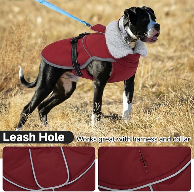 Lelepet Warm Dog Winter Coat Reflective Dog Jacket Fleece Vest Waterproof Windproof Cold Weather Coats with Adjustable Buckle Plush Turtleneck Pet Snowsuit for Small Medium Large Dogs,Yorshire,S