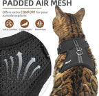 PUPTECK Cat Harness and Leash Set Escape Proof, Reflective Adjustable Soft Mesh Kitten Vest Harness for Walking Travel, Black, S