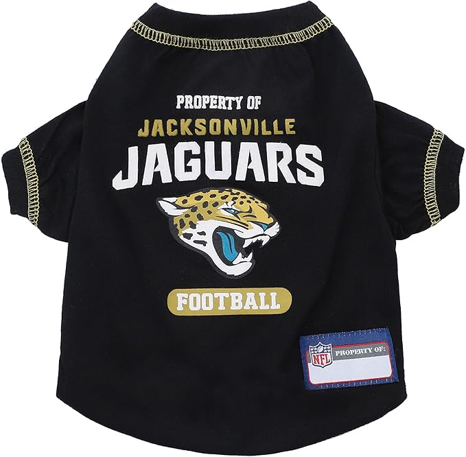 NFL Jacksonville Jaguars Dog T-shirt Medium. - Licensed Shirt for Pets Team Colored with Team Logos- Premium Stretchable Materials for the comfort of your Dog & Cat