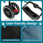 Pet Stroller,Dog Stroller for Small Medium Dogs Cats,3 Wheels,Foldable,with Breathable Mesh Canopy,Cup Holders,Easy Assembly,Green