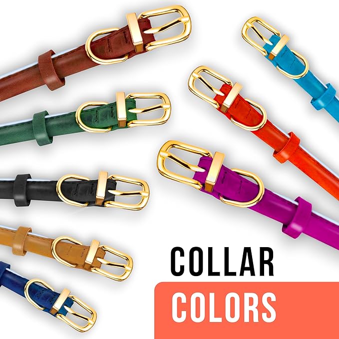 OOPSDOGGY Reflective Rolled Leather Dog Collar Adjustable Soft Padded Pet Collar for Small Medium Large Breed Dogs (Brown, S, 10"-13")