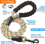 Reflective Dog Collar Padded with Soft Neoprene Breathable Adjustable Nylon Dog Collars for Small Medium Large Dogs (Medium (Pack of 1), Vanilla Collar+Leash)