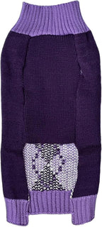 Argyle Knit Pet Sweaters Clothes for Medium Dogs, Classic Purple Dog Sweater X-Large (XL) Back Length 19"