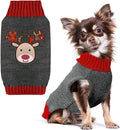 PETCARE Reindeer Christmas Dog Sweater Gray Cat Sweater Vest Cartoon Elk Pet Holiday Dog Clothes Puppy Sweaters for Small Medium Large Dogs Cats Fall Winter Outfits Xmas Dogs Costume,X-Small