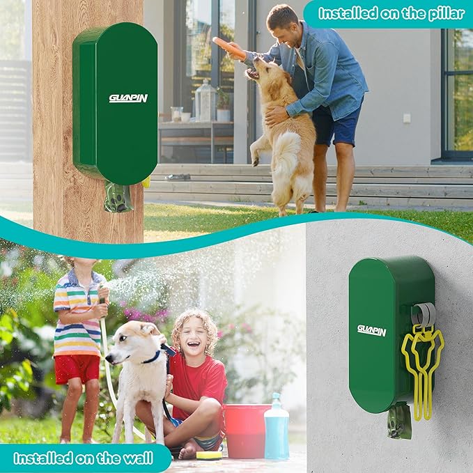 Dog Poop Bag Dispenser Wall Mount with 2Pcs Holders, Magnetic Door Closure,Metal,Corrosion-resistant,High Capacity,Suitable for Indoor, Outdoor, Parks, Beaches, Courtyards, Excluding bag rolls