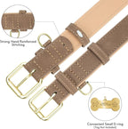 Leather Dog Collar for Small Medium Large Dogs, Soft Padded Dog Leather Collar with Heavy Duty Gold Buckle, Durable & Comfortable for Puppy Dogs Daily Walking (Light Brown, XS)