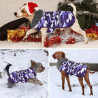 Dogcheer Warm Dog Coat, Waterproof Dog Jacket Christmas Puppy Winter Coat with Buckle, Reflective Adjustable Pet Snow Jacket Turtleneck Fleece Sweater for Small Medium Large Dogs - Camo Purple, XL